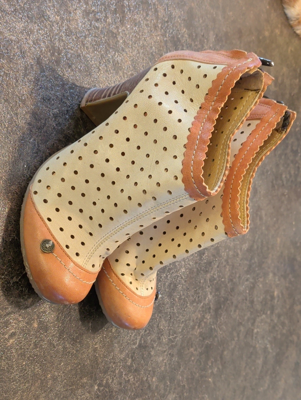 Cream and Tan Ankle Boots